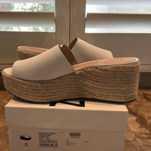 Women’s SCHUTZ Thalia White and Tan Espadrille Wedge Platform - Picture 12 of 16